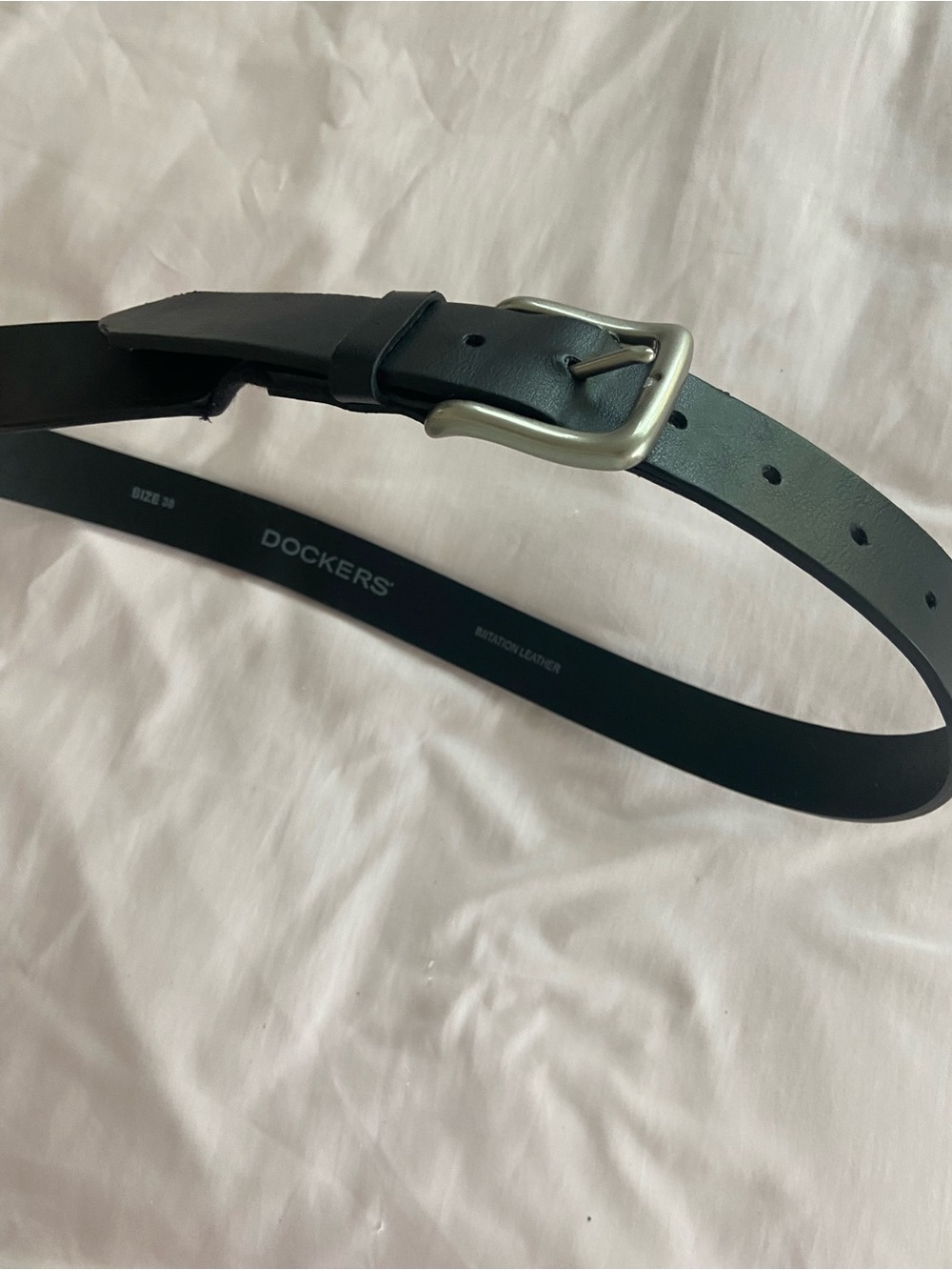 Dockers Black Men’s Belt with Silver Buckle